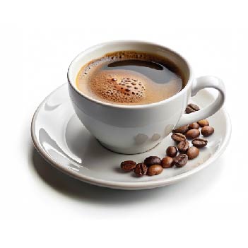 Image of a cup of coffee and coffee beans