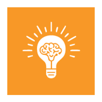 Illustration of a brain in a lightbulb lighting up
