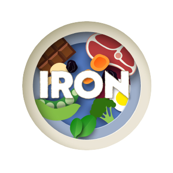 Illustration of Iron and meats and vegetables