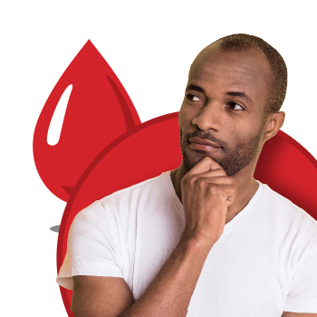 Image of person with hand on chin and blood droplet