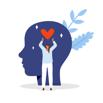 Illustration of a person with heart above their head
