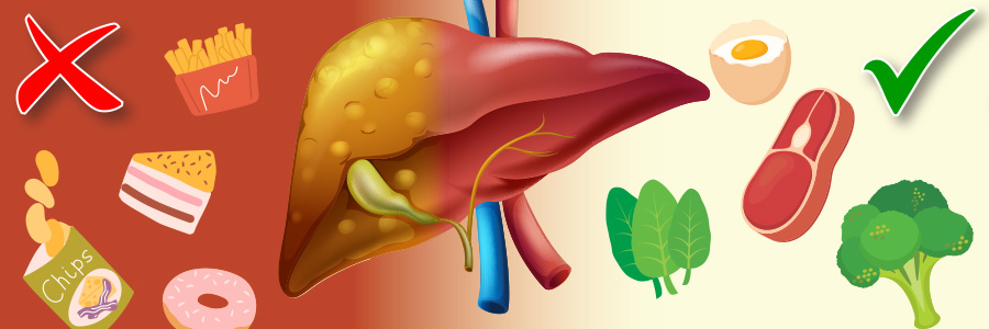 Illustration of live with good and bad foods