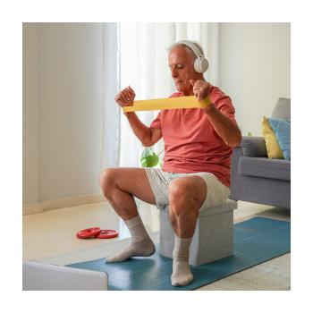 Image of a person using exercising bands