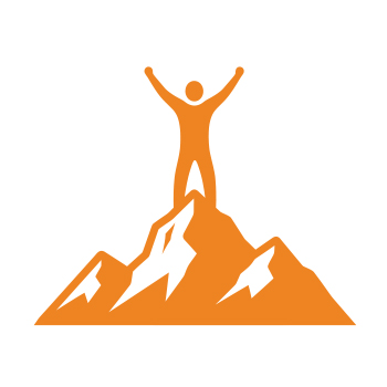 Illustration of a person standing on top of a mountain