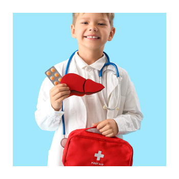 Image of a child wearing a doctor's costume