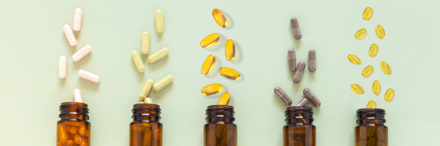 Image of supplements capsules and bottles