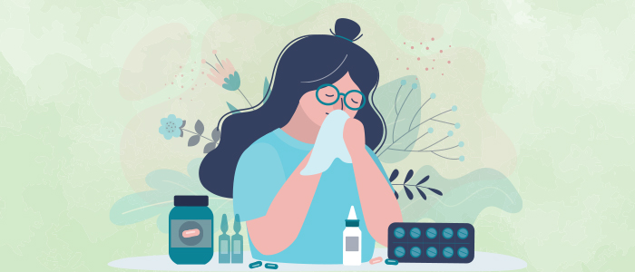 Illustration of person using kleenex