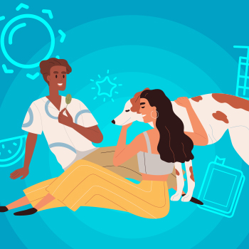 People picnicing in July