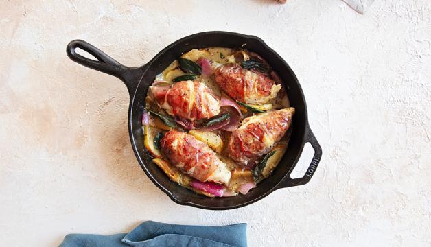 Prosciutto Chicken with Apples and Sage Butter