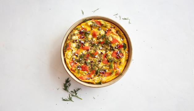 Smoked Salmon, Cream Cheese, and Dill Baked Frittata