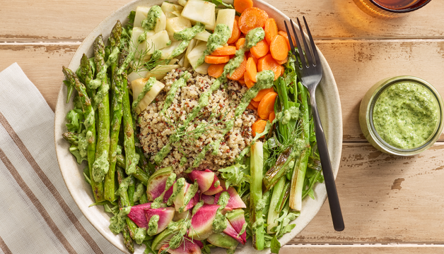 Roasted Spring Vegetable Quinoa Bowls