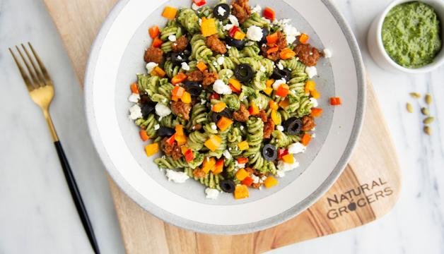 Spicy Spanish Pesto Pasta Salad 