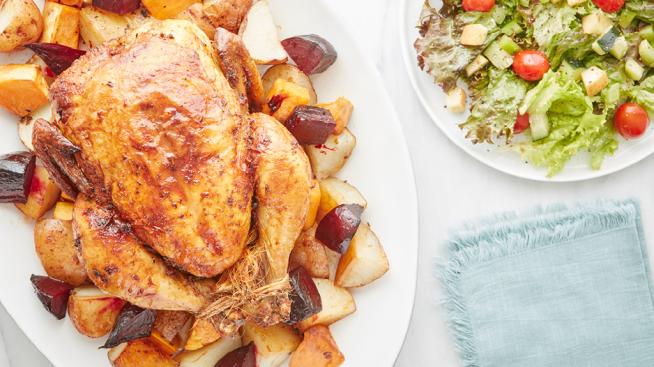 Natural Grocers Galveston Hot Chicken with Roasted Vegetables Recipe