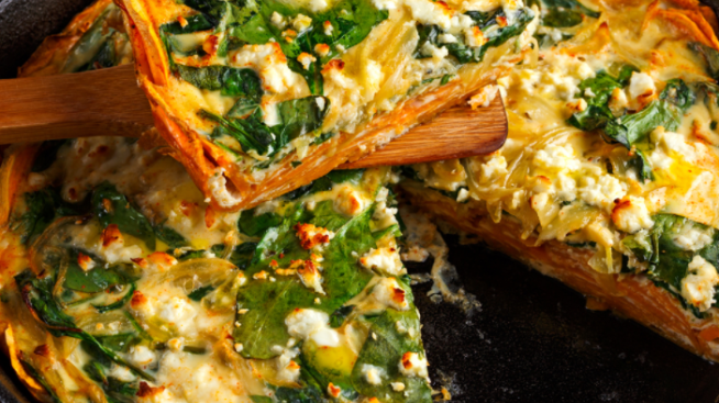 Goat Cheese and Spinach Potato-Crust Quiche