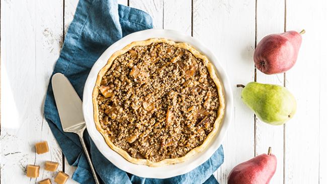 Salted Caramel Pear Crumble Pie Recipe