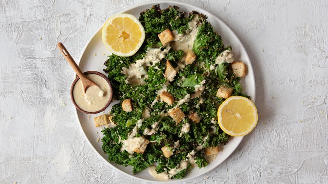 Grilled Kale Caesar Salad