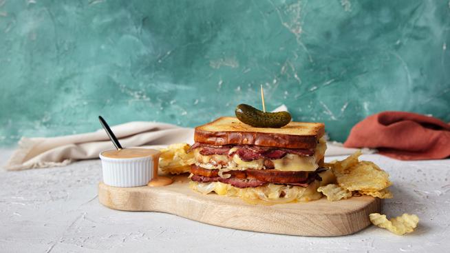 Grilled Pastrami and Sauerkraut Sandwich